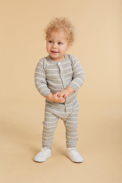 Bendix Baby Knit Cardigan | Grey Stripe | Molo - The Ridge Kids