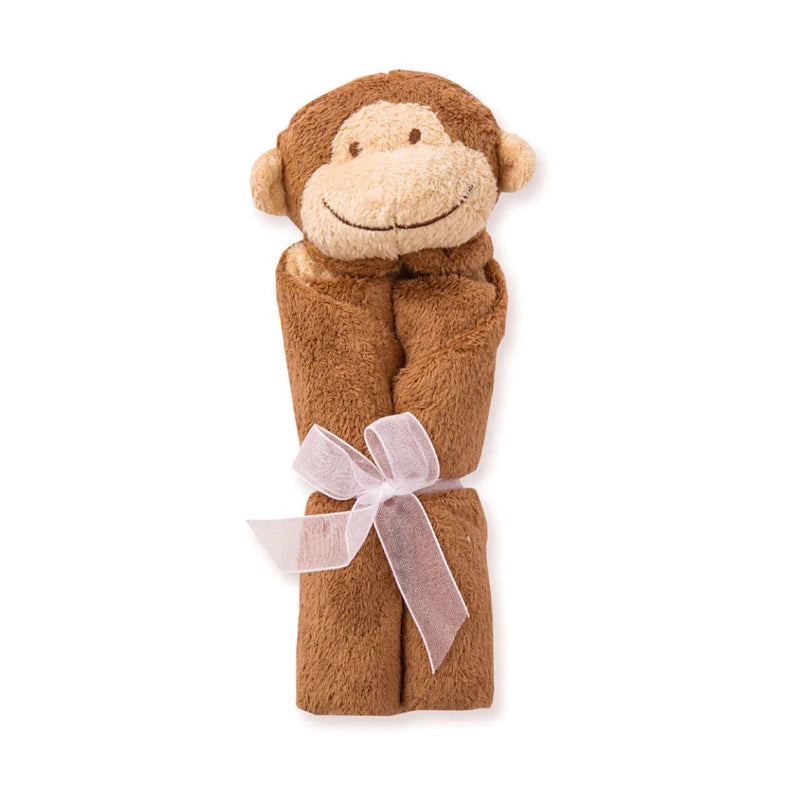 brown monkey blankie for infant babies. 