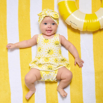 Baby Girl Organic Cotton Bodysuit with Skirt | Sunshine Print | The Bonnie Mob