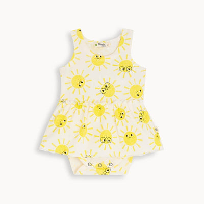 Baby Girl Organic Cotton Bodysuit with Skirt | Sunshine Print | The Bonnie Mob