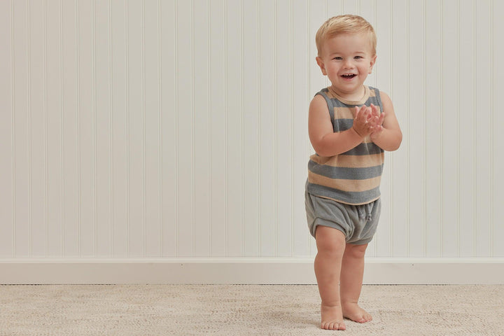 Boys 2 Piece Set | Terry Tank Set- Ocean and Latte Stripe | Quincy Mae - The Ridge Kids