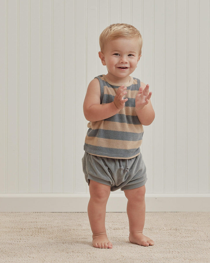Boys 2 Piece Set | Terry Tank Set- Ocean and Latte Stripe | Quincy Mae - The Ridge Kids