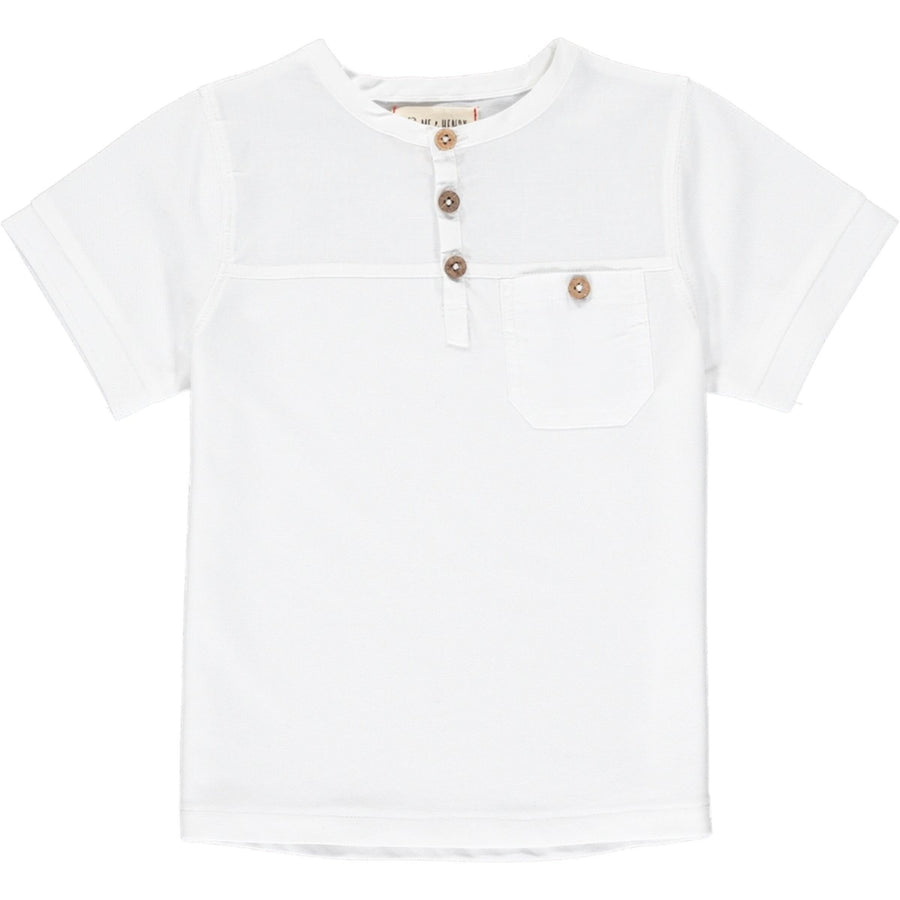 Boys Boardwalk Pique Short Sleeve Henley | White | Me and henry - The Ridge Kids