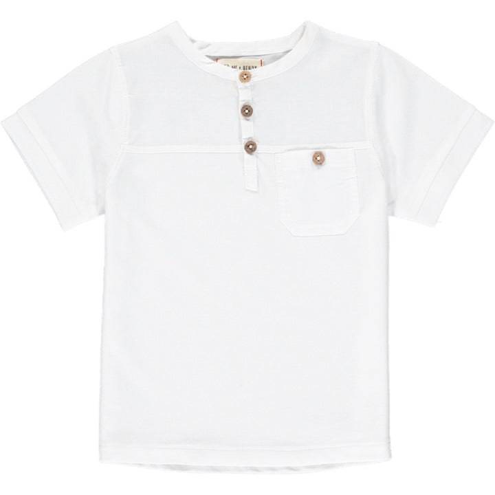 Boys Boardwalk Pique Short Sleeve Henley | White | Me and henry - The Ridge Kids