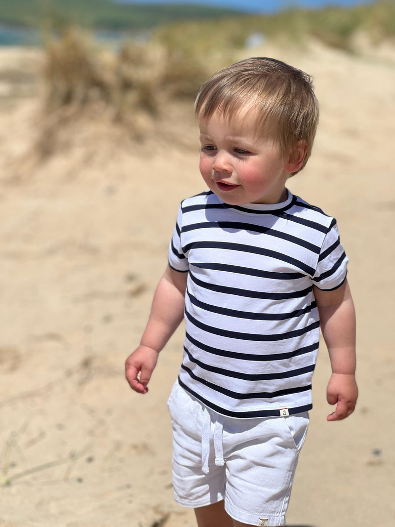 Boys Camber Cotton Tee | Black/ White Stripe | Me and Henry - The Ridge Kids