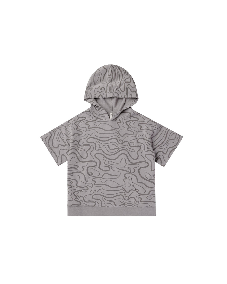 Boys Hoodie | Short Sleeve Hoodie- Slate Mineral Wash | Rylee and Cru - The Ridge Kids