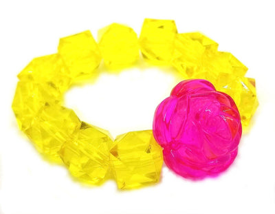 Bracelet | Rock Candy: Rose Flower- Yellow/Hot Pink | Bottleblond Jewels - The Ridge Kids