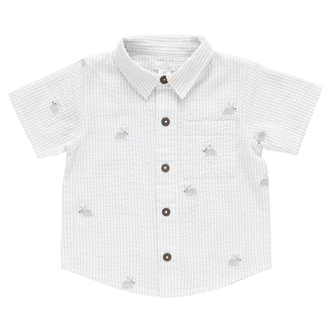 Boys Shirt | Jack- Bunny Embroidery | Pink Chicken