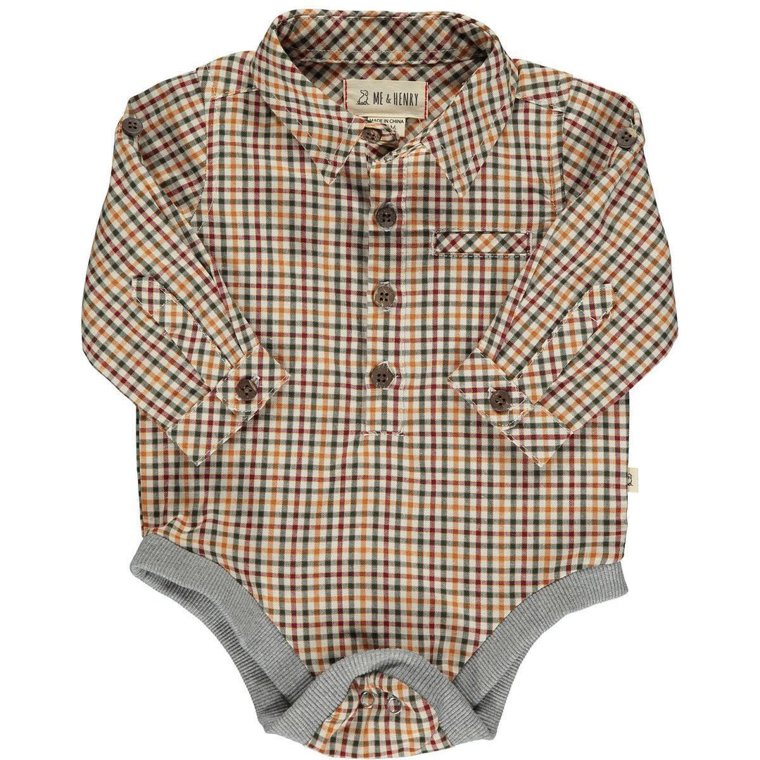 Button Down Cotton Onesie | Jasper Navy Gold | Me and Henry - The Ridge Kids
