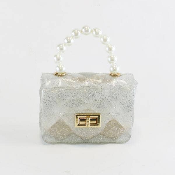 Handbags |  Quilted Mini Jelly Purse- Silver Glitter | Doe a Dear