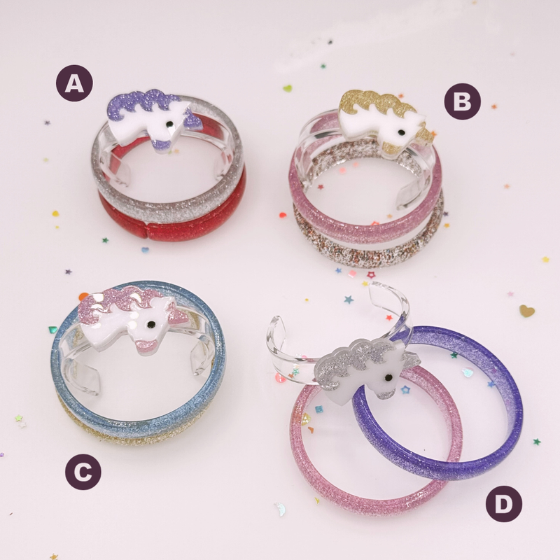 Bangles | Glitter Unicorn Bangles- assorted | Lilies and Roses NY