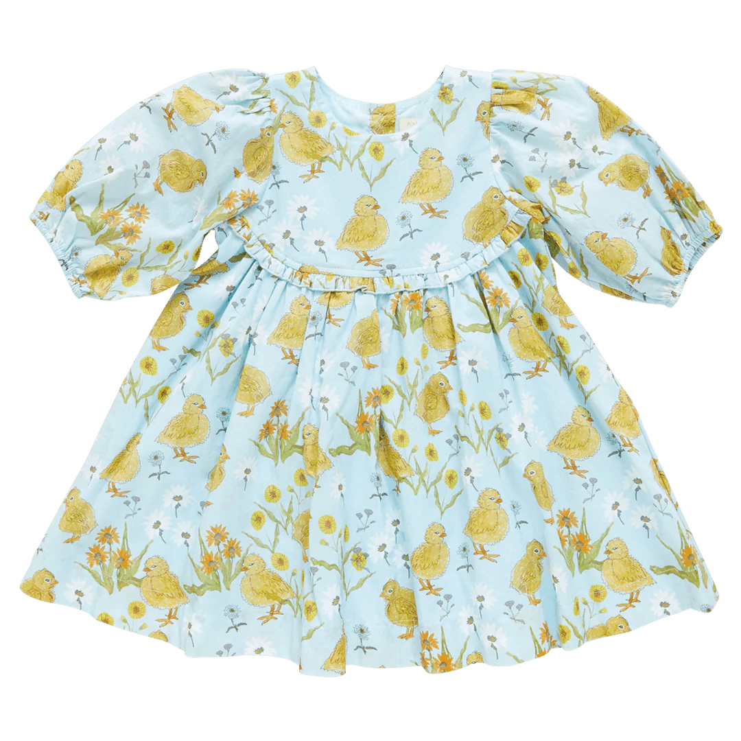Girls Dress | Rowan - Chick Garden | Pink Chicken