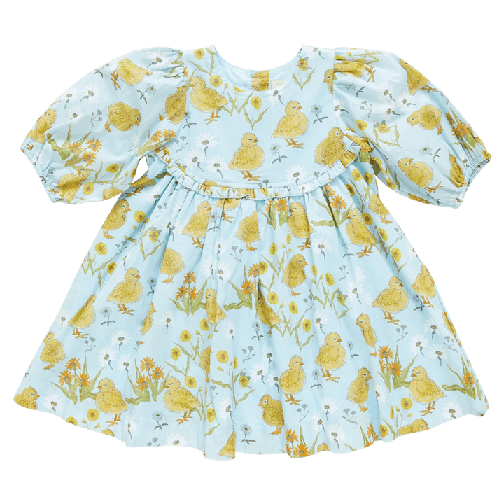 Girls Dress | Rowan - Chick Garden | Pink Chicken
