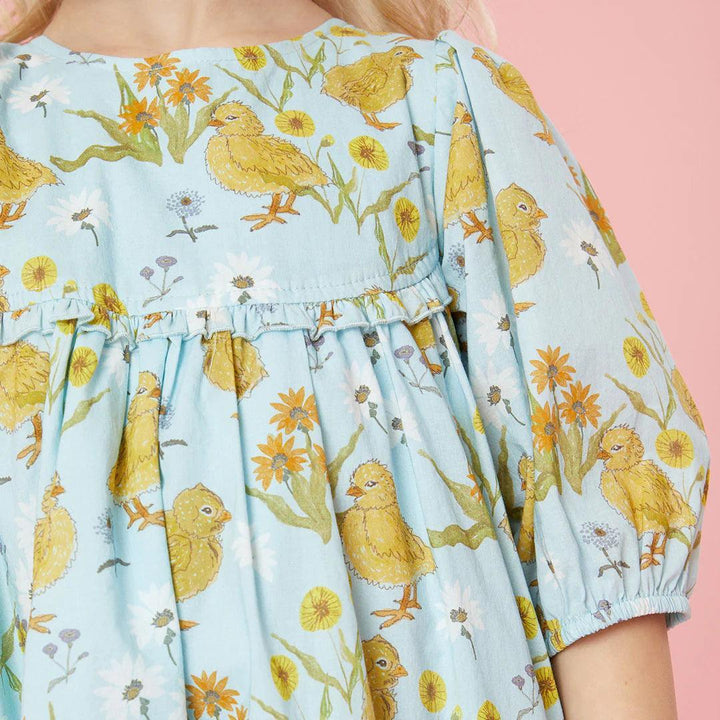 Girls Dress | Rowan - Chick Garden | Pink Chicken
