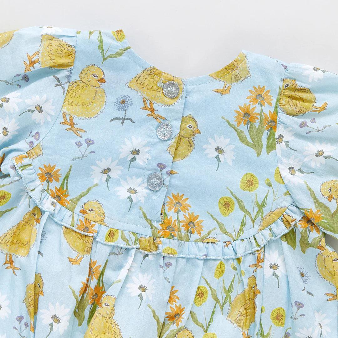 Girls Dress | Rowan - Chick Garden | Pink Chicken