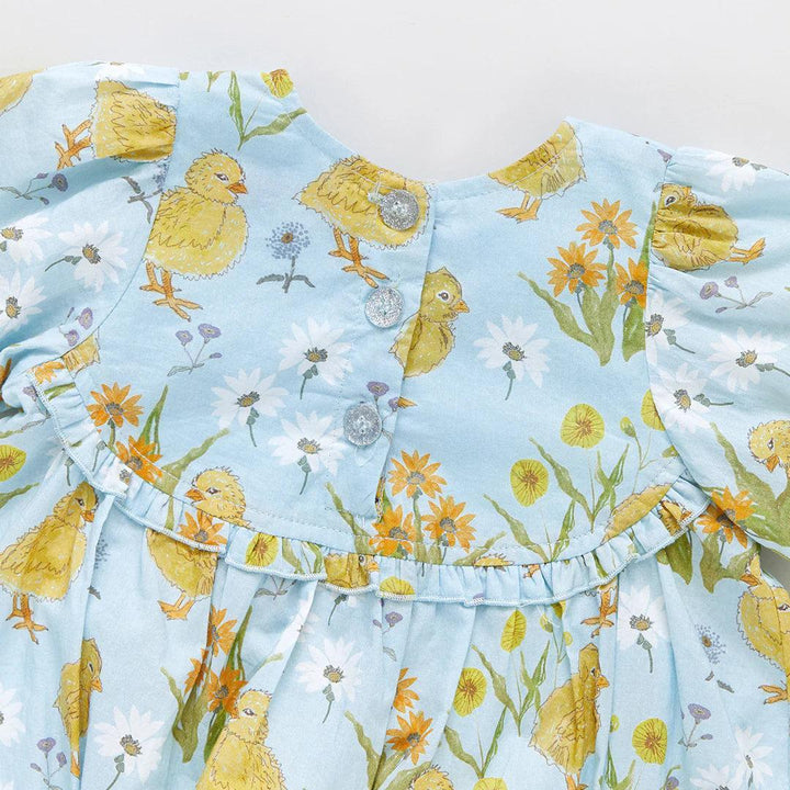 Girls Dress | Rowan - Chick Garden | Pink Chicken