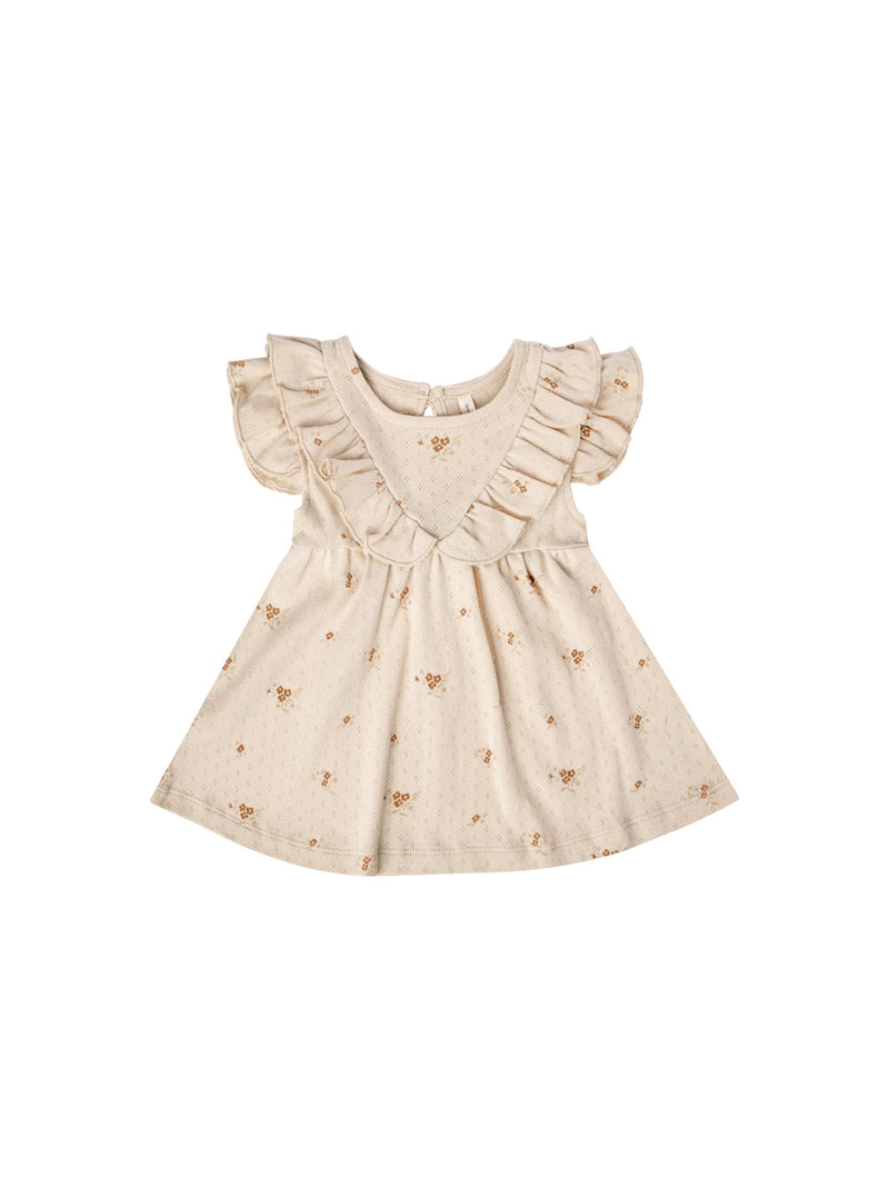 Baby Dress | Sleeveless Pointelle - Ditsy Clay | Quincy Mae