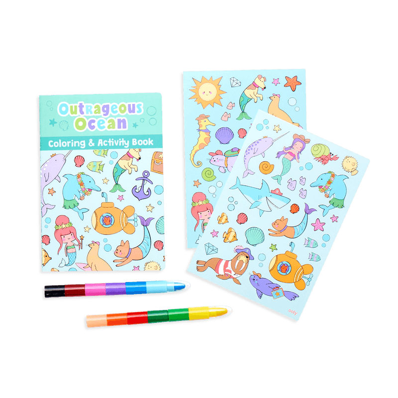 Coloring and Activity Set | Mini Traveler Outrageous Ocean | Ooly - The Ridge Kids