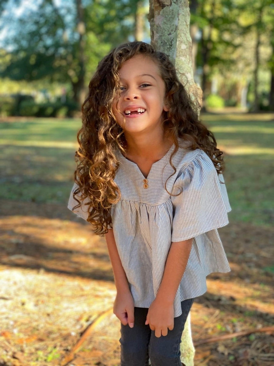 Cora Cotton Blouse | Blue Stripe | Vignette - The Ridge Kids