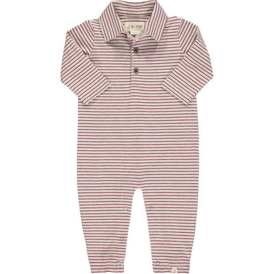 Cotton Polo Romper| Kingston Grey Red Stripe | Me and Henry - The Ridge Kids