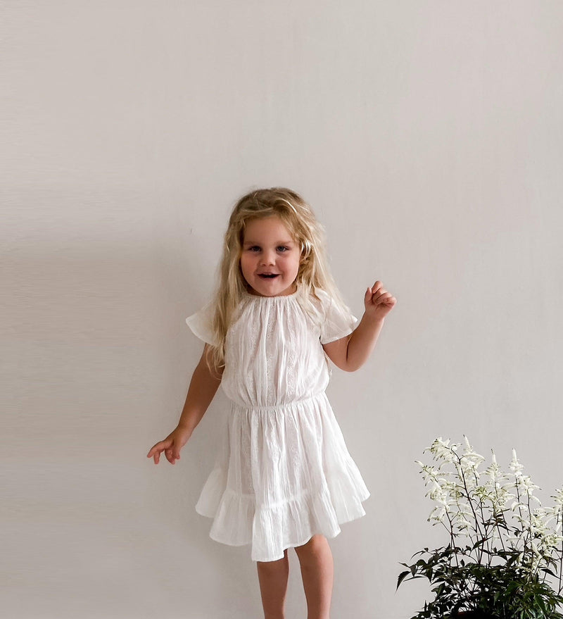 Cotton Toddler & Kid Dress | 100 % Organic Lace Olivia Dress | Odiee Organic - The Ridge Kids