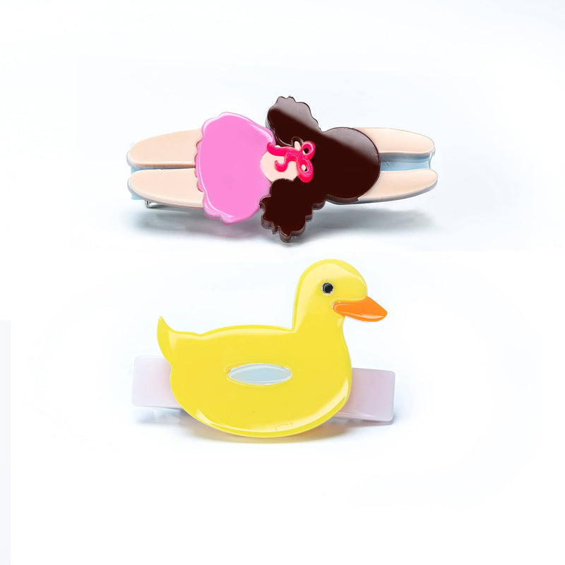 Alligator Hair Clips | Swimming Girl & Duck Float | Lilies and Roses NY