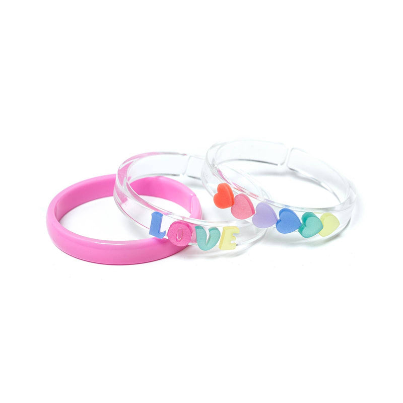 Girls Bangles | Love & Hearts Pastel Pearlized | Lilies and Roses NY