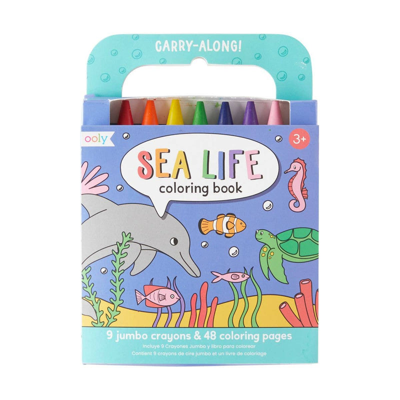 Travel Coloring Set | Carry Along Crayon & Coloring Book- Sea Life | Ooly