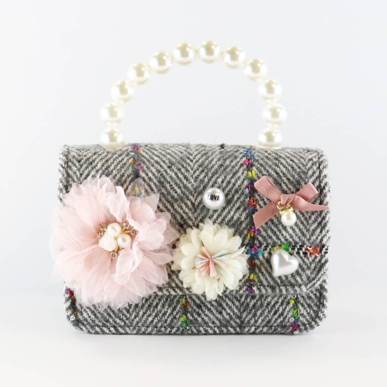 Handbags | Floral Appliques Tweed Purse | Doe a Dear