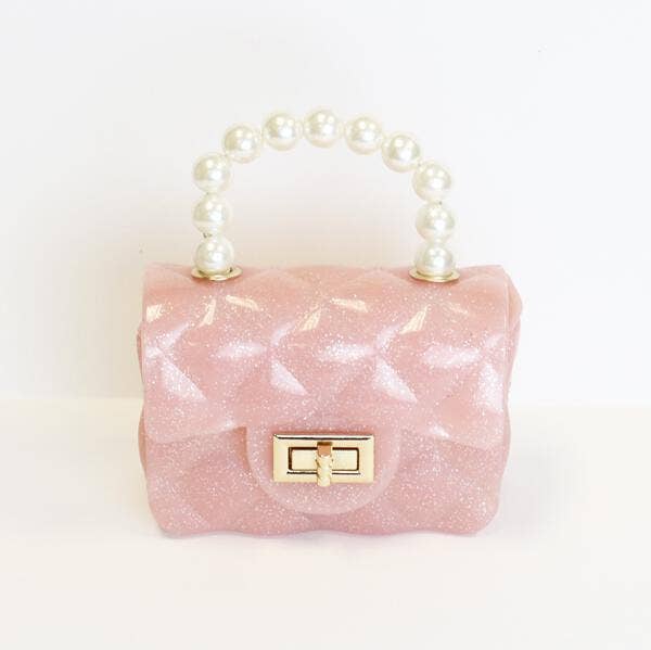 Handbags |  Quilted Mini Jelly Purse- Pink Glitter | Doe a Dear