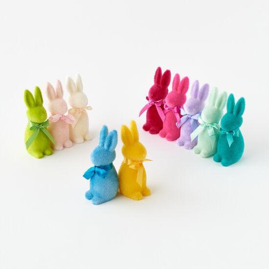 Easter Decor | Flocked Button Nose Bunny - Assorted Colors - The Ridge Kids