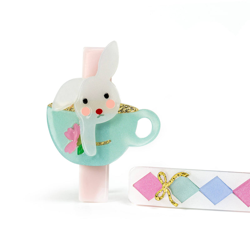 Alligator Clip Set |Bunny In a Teacup| Lilies and Roses NY