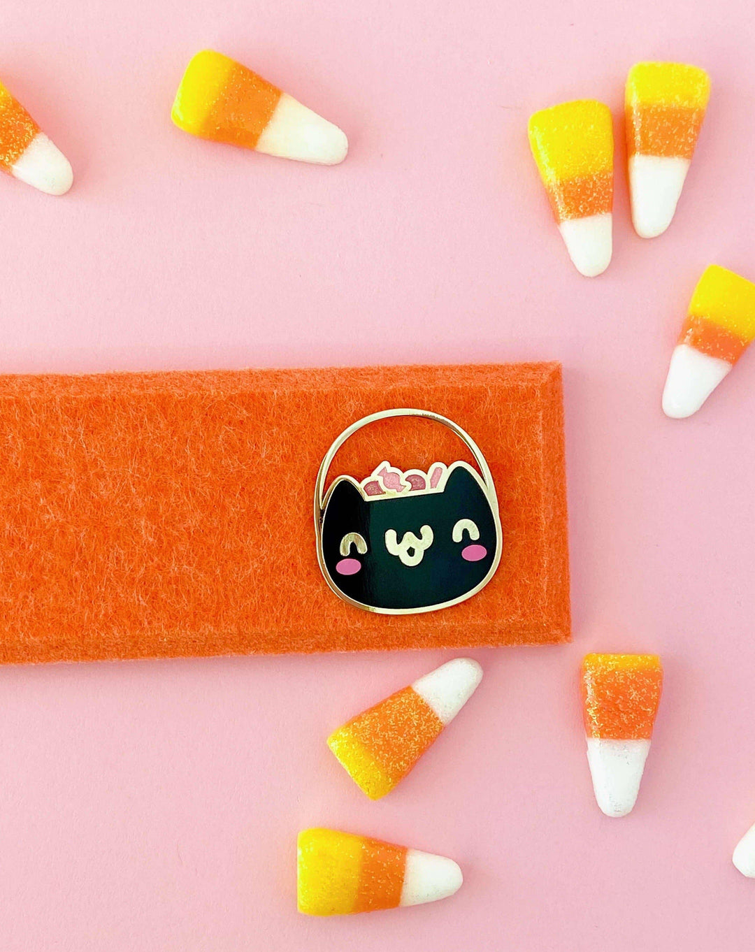 Enamel Pin | Halloween Cat Bucket | The Pink Samuari - The Ridge Kids