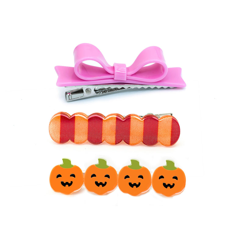 Alligator Hair Clips |  Pumpkin & Bowtie Pink | Lilies and Roses NY
