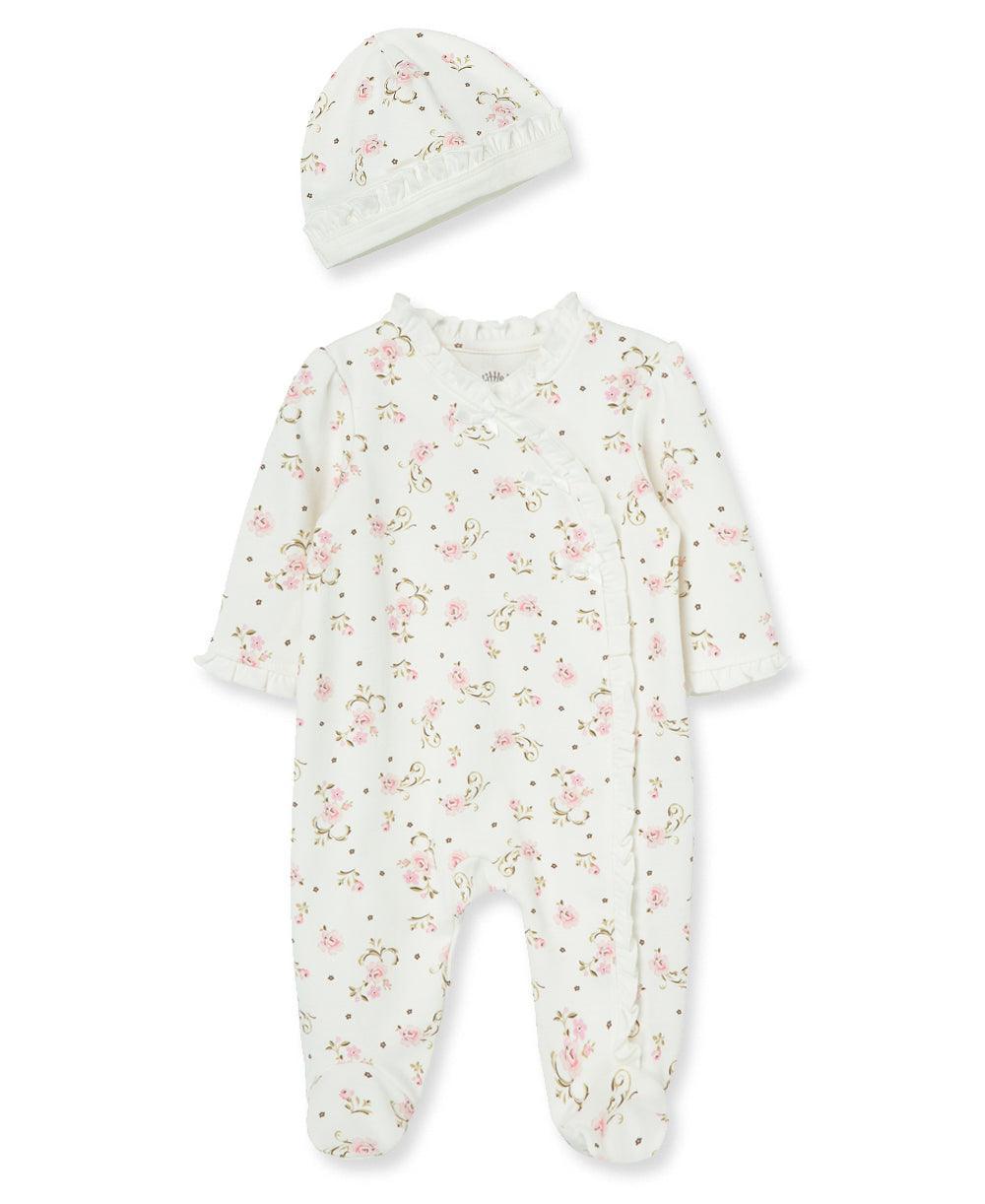 Footed Onesie and Hat Set | Vintage Rose Print | Little Me - The Ridge Kids