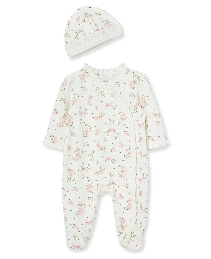 Footed Onesie and Hat Set | Vintage Rose Print | Little Me - The Ridge Kids