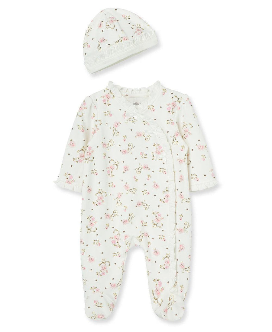 Footed Onesie and Hat Set | Vintage Rose Print | Little Me - The Ridge Kids