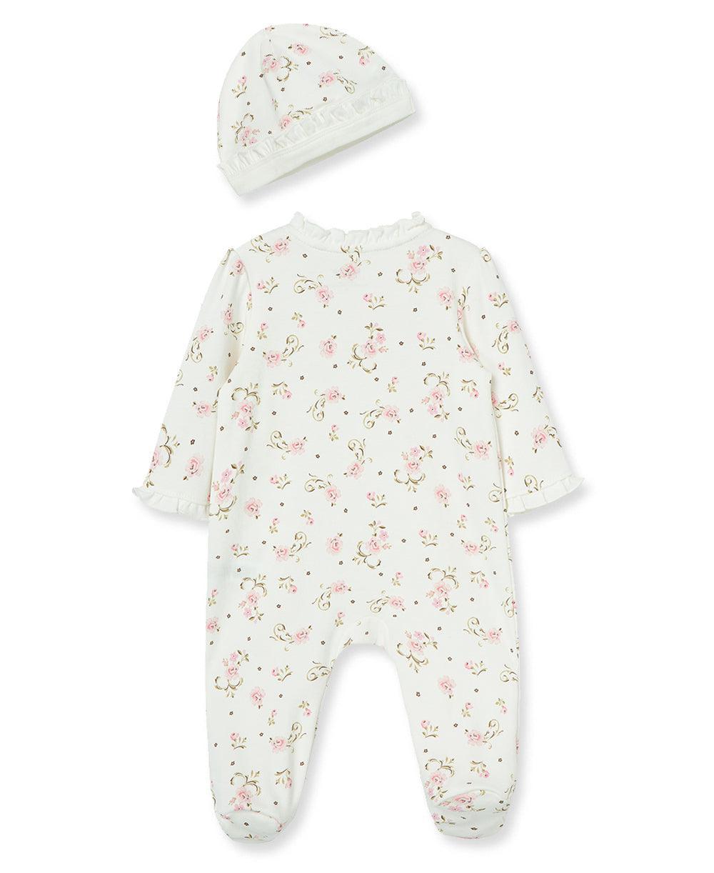 Footed Onesie and Hat Set | Vintage Rose Print | Little Me - The Ridge Kids