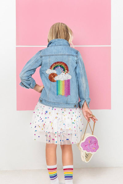 Girls Denim Jacket| Rainbow Tassel | Lola and The Boys