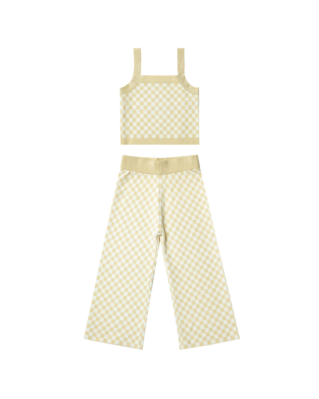 Girls 2 Piece Set | Checker Knit Set- Lemon Check | Rylee and Cru - The Ridge Kids