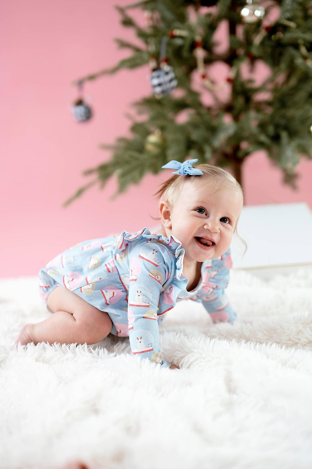 Girls Baby Bubble | Leah Romper -Snow Globe | Ollie Jay - The Ridge Kids