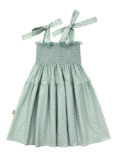 Girls Dress | Mint Plumetti with Straps | Hebe - The Ridge Kids