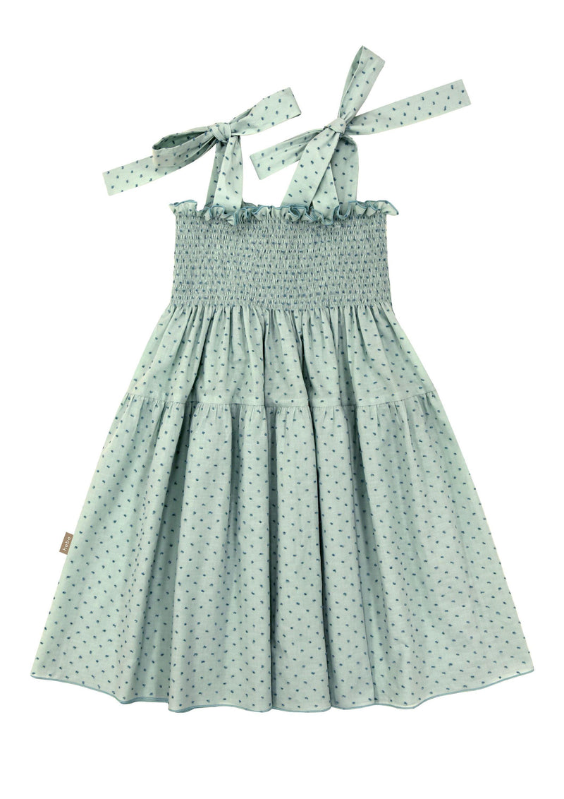 Girls Dress | Mint Plumetti with Straps | Hebe - The Ridge Kids