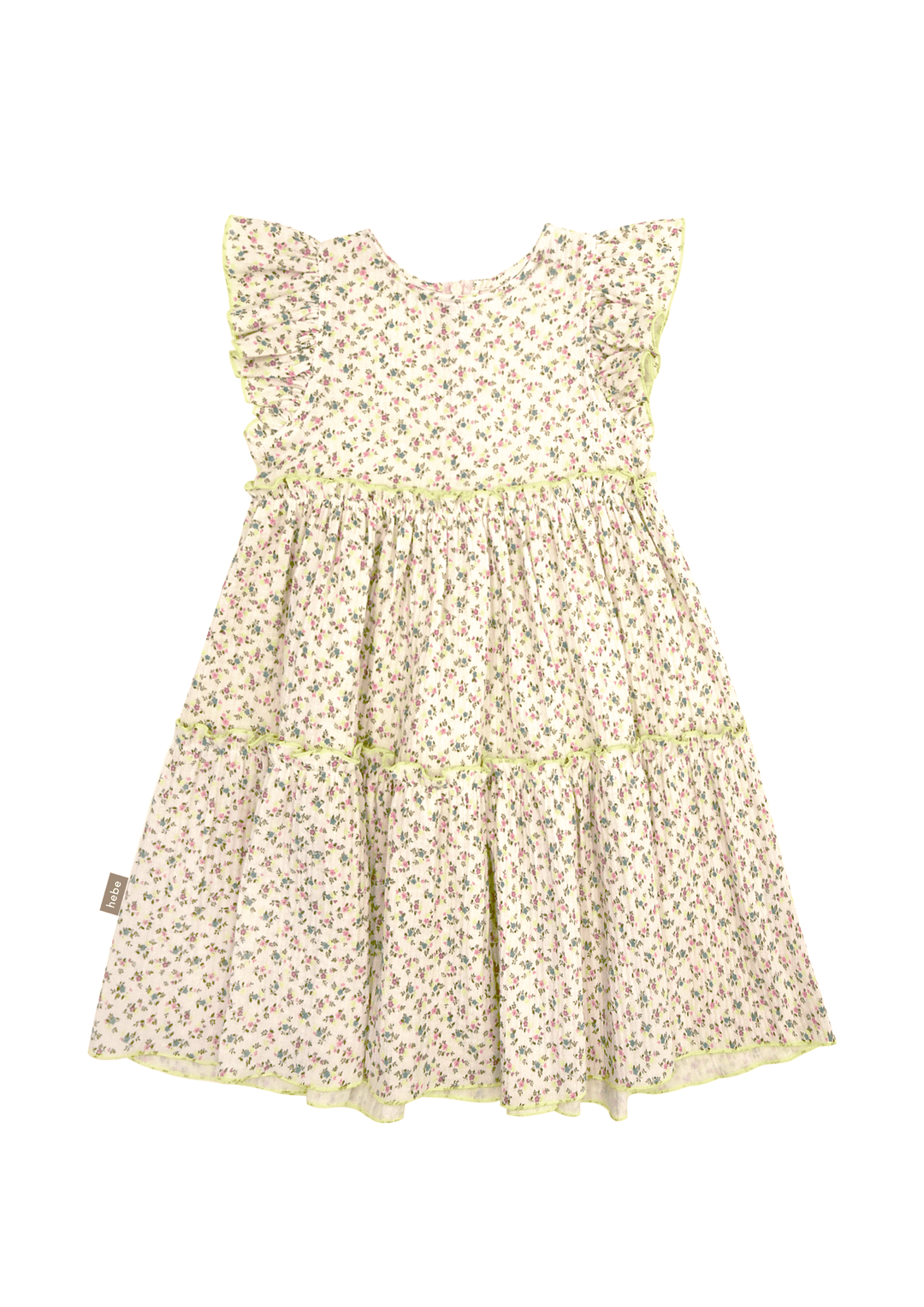 Girls Dress | Small Floral Print- Mint | Hebe - The Ridge Kids