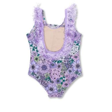 Girls One Piece | Mod Floral Purple - Fringe | Shade Critters - The Ridge Kids