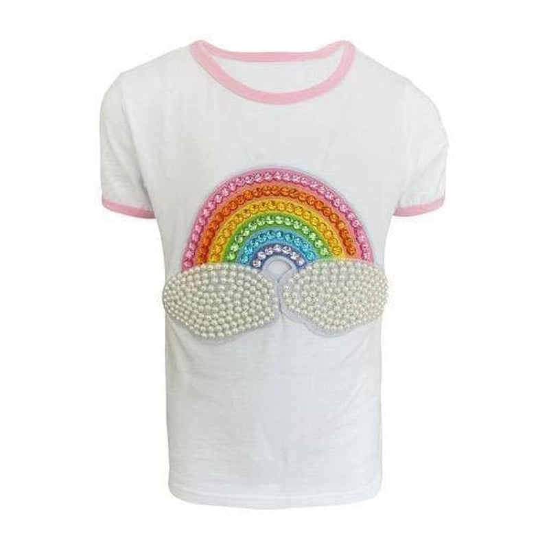 Girls Top | Rainbow Pearl Patch T-Shirt | Lola and The Boys - The Ridge Kids