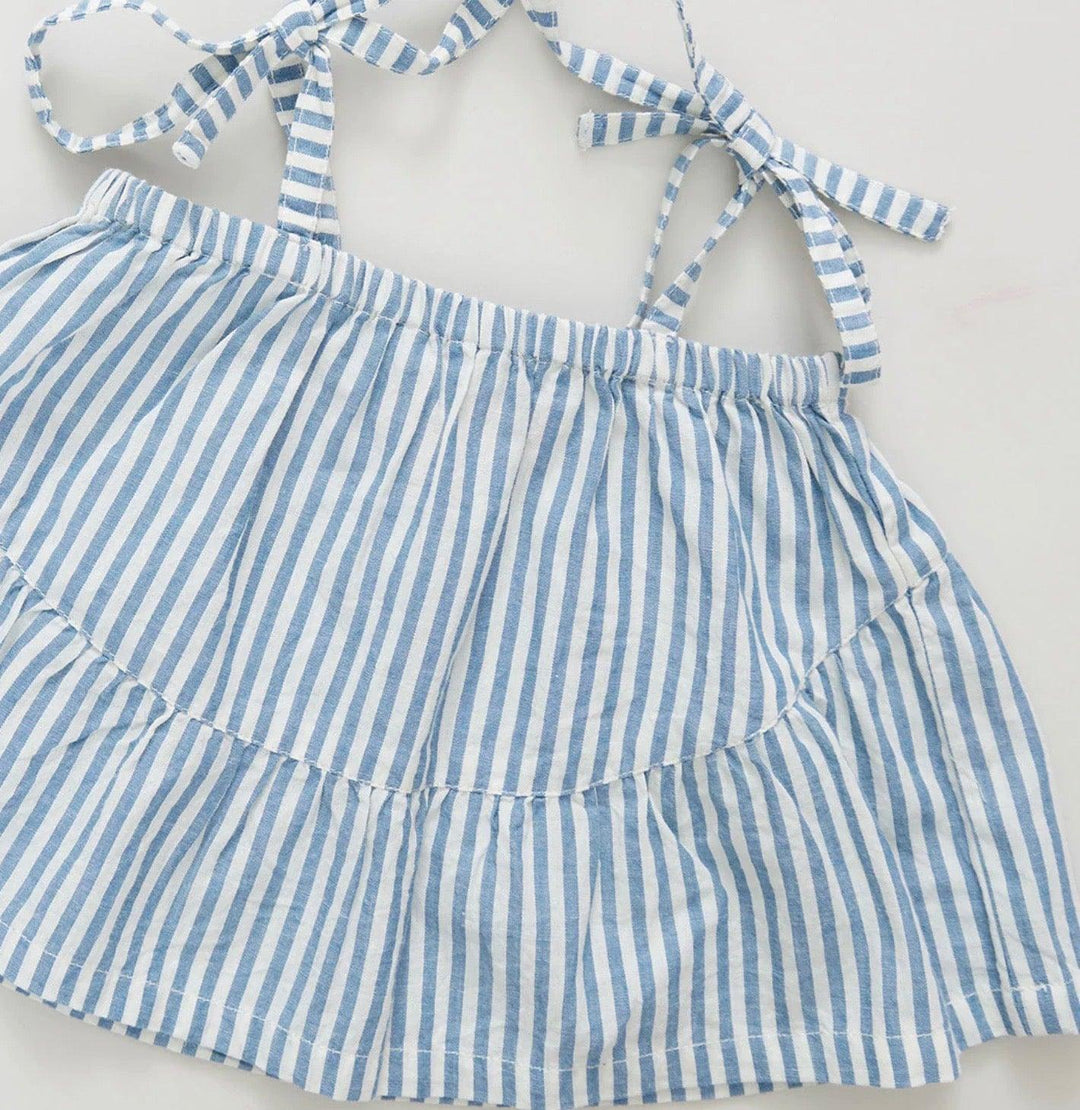 Girls Top | Stella-Blue Skinny Stripe | Pink Chicken - The Ridge Kids