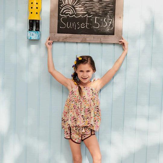 Girls Top | Stella- Multi Ditsy Floral | Pink Chicken - The Ridge Kids