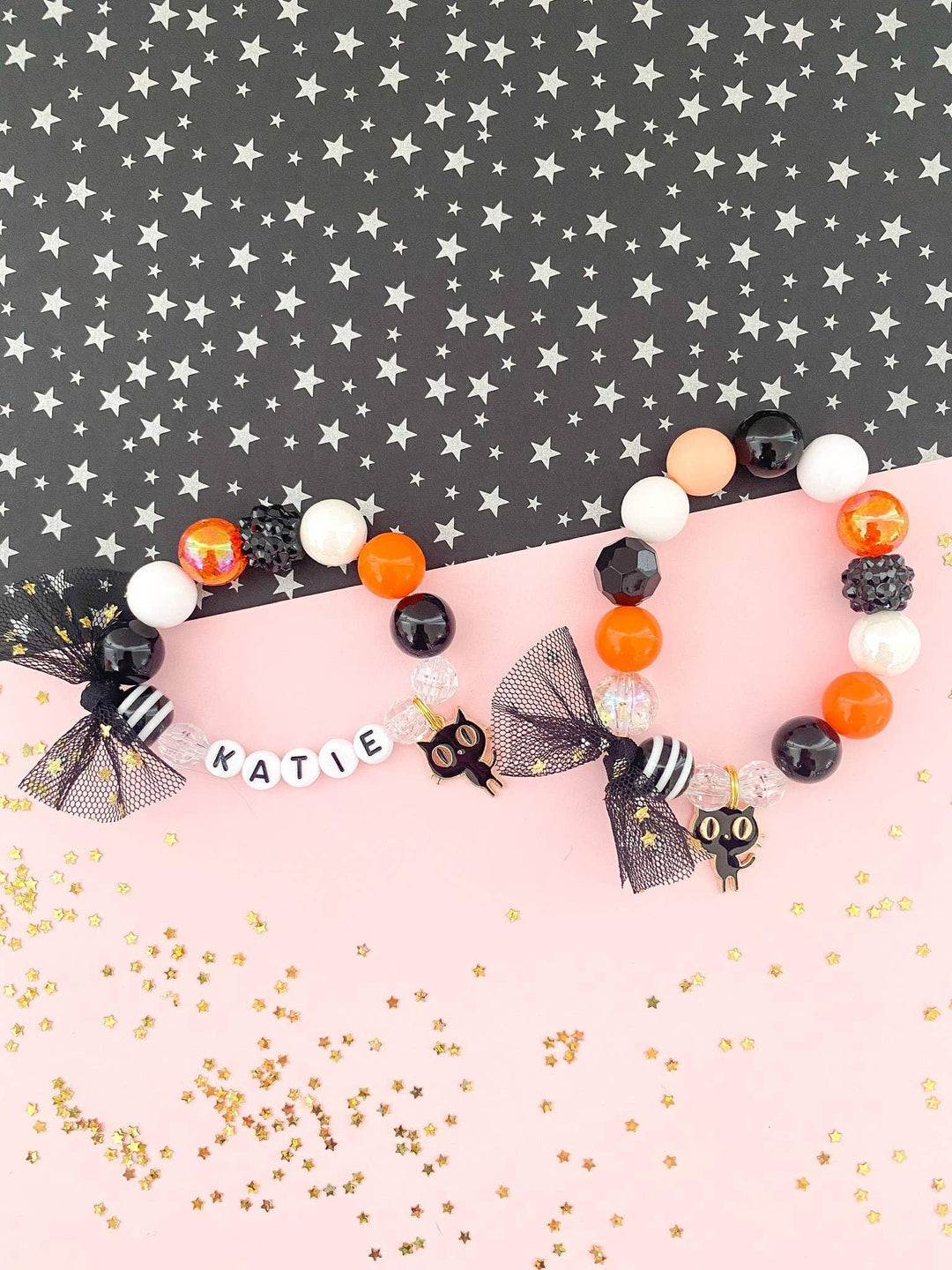 Halloween Bracelet | Black and Orange Kitty Cat Bracelet | The Rainbow Mermaid - The Ridge Kids