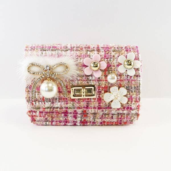 Handbag | Floral & Bow Tweed Purse | Doe a Dear - The Ridge Kids